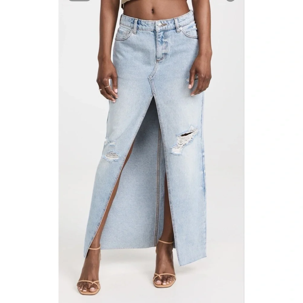 NWT Seroya Matilda Low-Rise Denim Maxi Skirt 25
